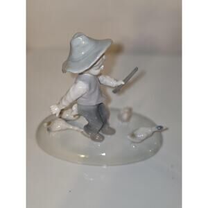 Vintage German Porcelain Boy with Geese Metzler & Ortloff #7210